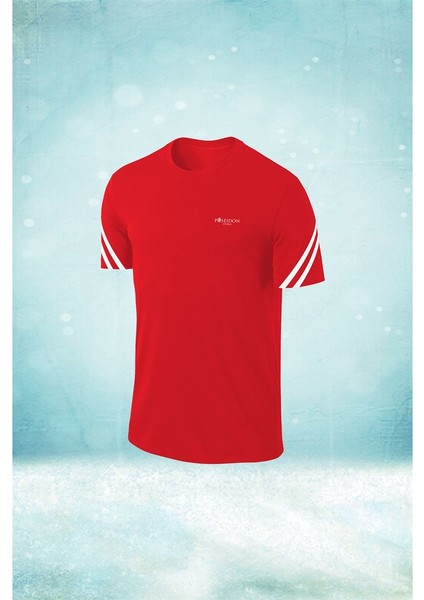 Büyük Beden Erkek Kırmızı Dri-Fit Kumaş Baskısız Bisiklet Yaka Sporcu T-Shirt (4xl- 10XL)