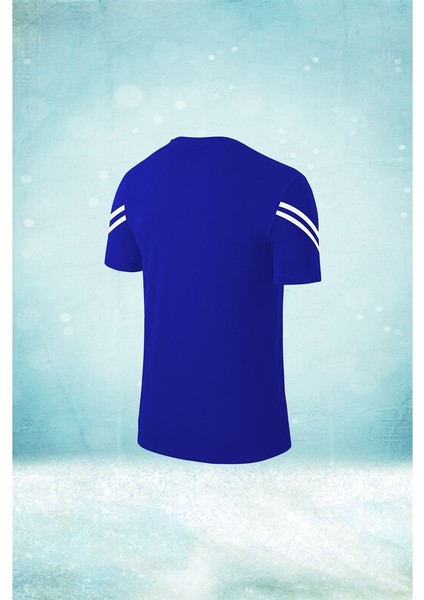 Büyük Beden Erkek Mavi Dri-Fit Kumaş Baskısız Bisiklet Yaka T-Shirt (4xl- 10XL) fiyatları