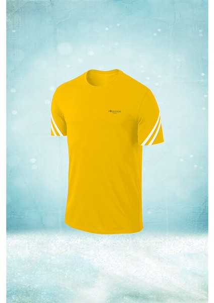 Büyük Beden Erkek Sarı Dri-Fit Kumaş Baskısız Yuvarlak Yaka Kısa Kol Regular Tshirt (4xl- 10XL)