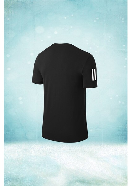 Erkek Siyah Dri-Fit Kumaş Baskısız Günlük Rahat T-Shirt S-3xl