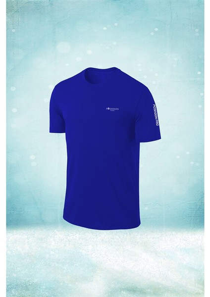 Erkek Mavi Dri-Fit Kumaş Fit Yuvarlak Yaka Kısa Kol T-Shirt S-3xl