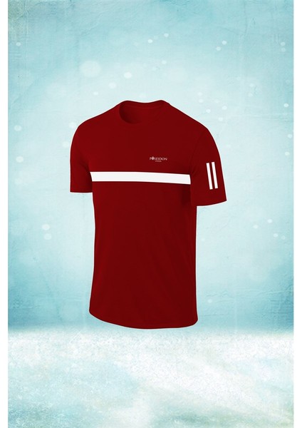 Erkek Bordo Dri-Fit Kumaş Yürüyüş ve Koşu Için Konforlu Kısa Kol T-Shirt S-3xl