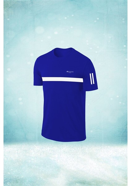 Mavi Dri-Fit Erkek Kumaş Yürüyüş Için Konforlu Sıfır Yaka Tshirt S-3xl