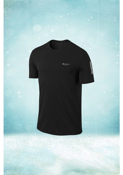 Erkek Siyah Dri-Fit Kumaş Koşu Için Konforlu Sıfır Yaka T-Shirt S-3xl