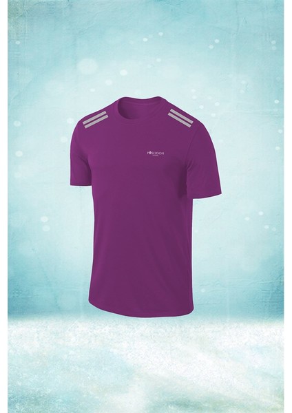 Erkek Mor Dri-Fit Kumaş Yuvarlak Yaka Şık Konforlu T-Shirt S-3xl
