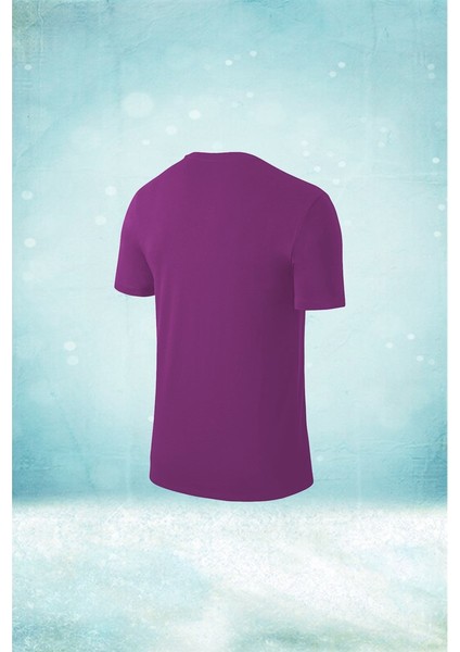 Erkek Mor Dri-Fit Kumaş Yuvarlak Yaka Şık Konforlu T-Shirt S-3xl