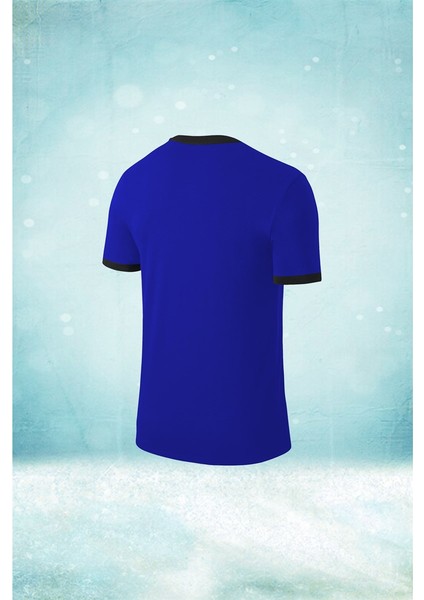 Büyük Beden Erkek Mavi Dri-Fit Kumaş Baskısız Sıfır Yaka Kısa Kol T-Shirt (4xl- 10XL) fiyatları