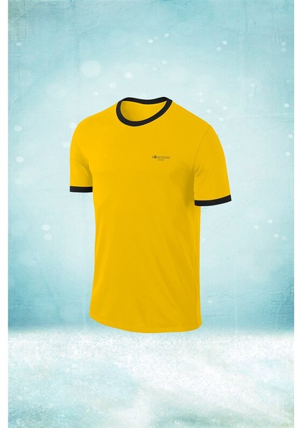 Büyük Beden Erkek Sarı Dri-Fit Kumaş Düz Kısa Kol Konforlu T-Shirt (4xl- 10XL)