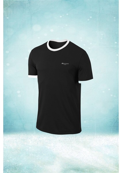 Büyük Beden Erkek Siyah Dri-Fit Kumaş Yuvarlak Yaka Şık Konforlu T-Shirt (4xl- 10XL)