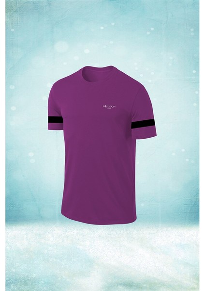 Büyük Beden Erkek Mor Dri-Fit Kumaş Sıfır Yaka Kısa Kol Yürüyüş Için Sporcu T-Shirt (4xl- 10XL)