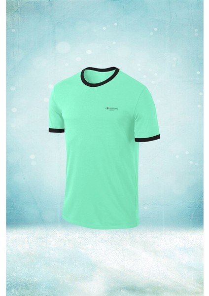 Battal Beden Erkek Su Yeşili Dri-Fit Kumaş Antrenman ve Koşu Için Konforlu Düz Tişört (4xl- 10XL)