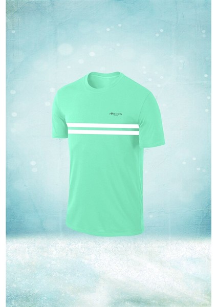 Büyük Beden Erkek Su Yeşili Dri-Fit Kumaş Baskısız Bisiklet Yaka Sporcu T-Shirt (4xl- 10XL)