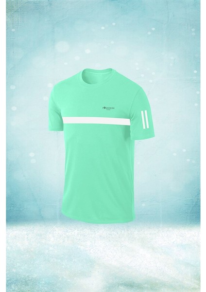 Büyük Beden Erkek Su Yeşili Dri-Fit Kumaş Koşu ve Yürüyüş Için Rahat Konforlu Tshirt (4xl- 10XL)