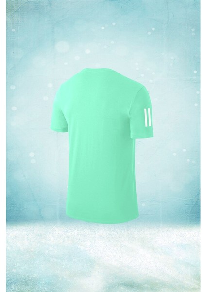 Büyük Beden Erkek Su Yeşili Dri-Fit Kumaş Koşu ve Yürüyüş Için Rahat Konforlu Tshirt (4xl- 10XL)