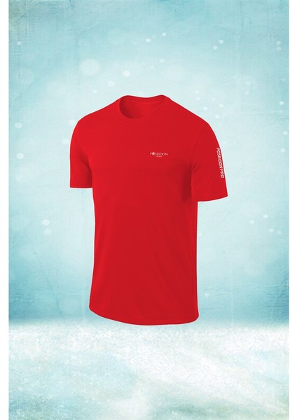 Büyük Beden Erkek Kırmızı Dri-Fit Kumaş Baskısız Yuvarlak Yaka Kısa Kol T-Shirt (4xl- 10XL)