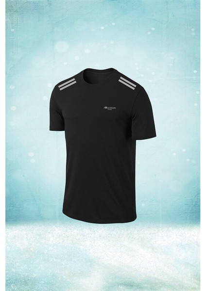 Büyük Beden Erkek Siyah Dri-Fit Kumaş Yürüyüş ve Koşu Için Konforlu Sıfır Yaka T-Shirt (4xl- 10XL)