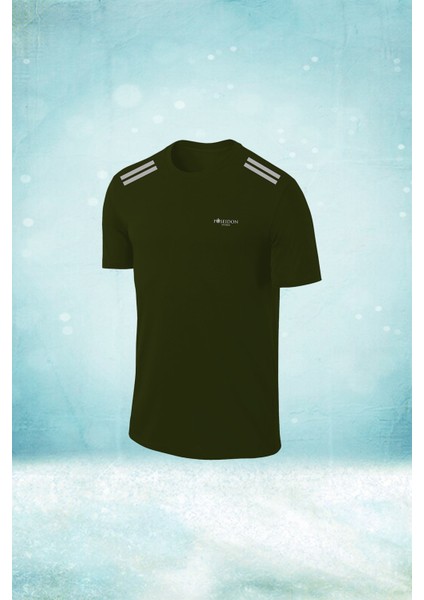 Büyük Beden Erkek Haki Dri-Fit Kumaş Yürüyüş ve Koşu Için Konforlu Sıfır Yaka T-Shirt (4xl- 10XL)