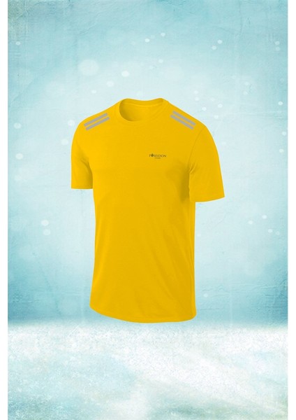 Büyük Beden Erkek Sarı Dri-Fit Kumaş Baskısız Yuvarlak Yaka Kısa Kol T-Shirt (4xl- 10XL)