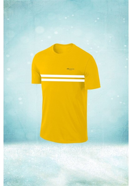 Erkek Sarı Dri-Fit Kumaş Baskısız Yuvarlak Yaka Kısa Kol T-Shirt S-3xl