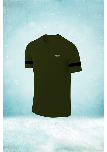 Erkek Haki Dri-Fit Kumaş Spor Için Konforlu Kısa Kol T-Shirt S-3xl