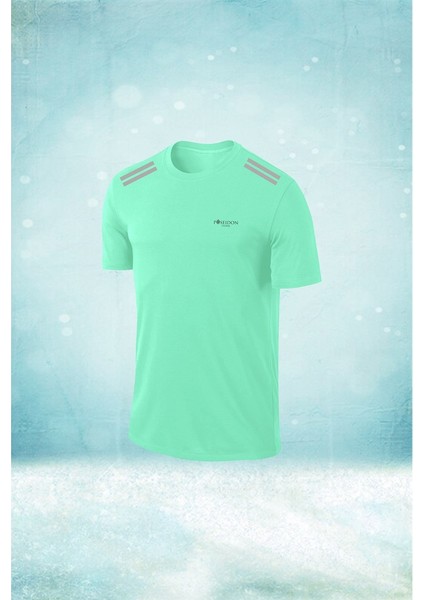 Erkek Su Yeşili Dri-Fit Kumaş Yürüyüş ve Koşu Için Rahat T-Shirt S-3xl