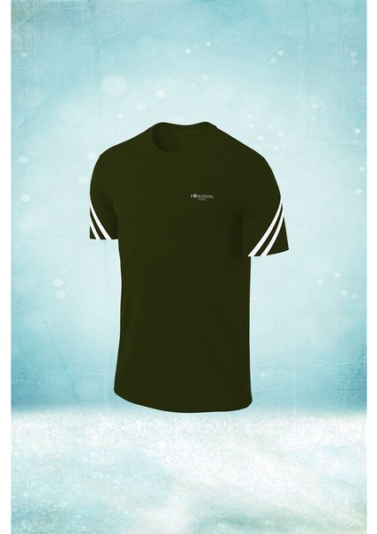 Büyük Beden Erkek Haki Dri-Fit Kumaş Yürüyüş ve Koşu Için Konforlu Kısa Kol T-Shirt (4xl- 10XL)