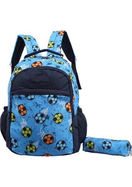 Kids Erkek Mavi Futbol Model Kalemlikli Sırt Çantası