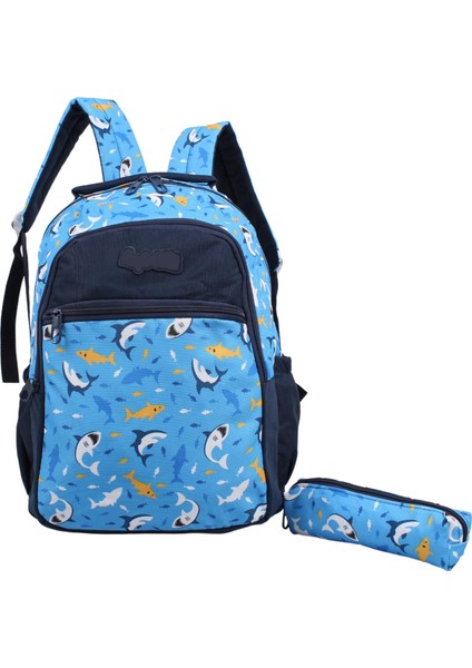 Kids Erkek Mavi Köpekli Model Kalemlikli Sırt Çantası