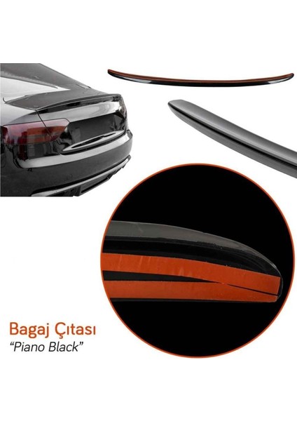 Oto H.İ.T. Kia Cerato 2016+ Bagaj Üstü Spoiler Piano Black Tam Uyumlu 124 Cm