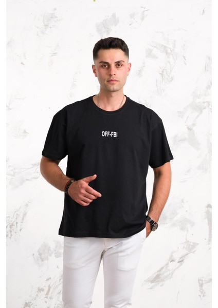 Oversize Önü Baskılı Pamuklu Basic Erkek Penye T-Shirt fiyatları