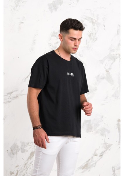 Oversize Önü Baskılı Pamuklu Basic Erkek Penye T-Shirt modelleri