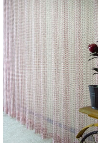 Düz Dökümlü File Tül Perde - Pudra Pembe- Pileli Dikim - 1e2,5 Pile - PDR123