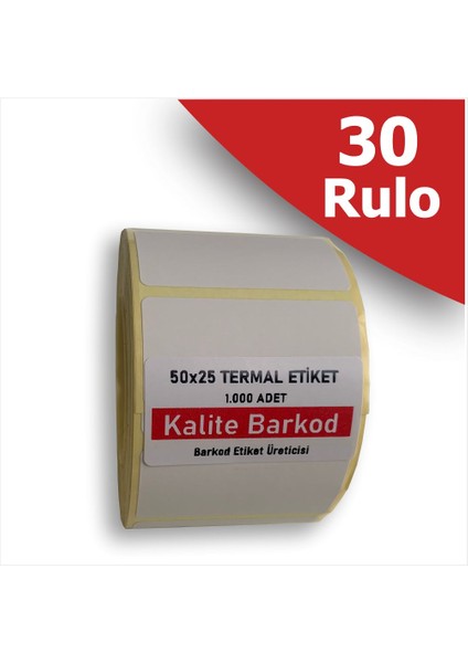 50X20 Termal Etiket | 30 Rulo Barkod Etiketi