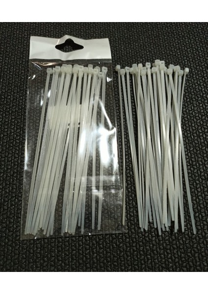 50 Adetli 15 cm Kablo Bağı Beyaz Plastik Kelepçe 2,5 x 150 mm Cırt Kelepçe