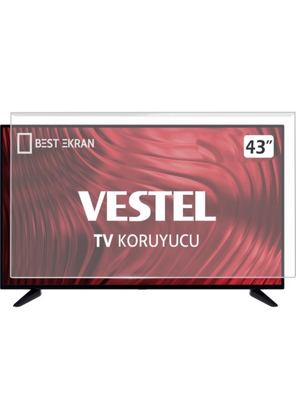 Vestel 43F8401 Tv Ekran Koruyucu - Vestel 43" Inç Tv Ekran Koruyucu Şeffaf Paneli
