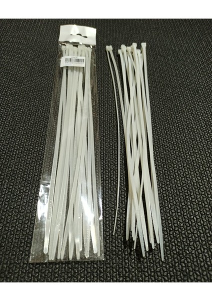 15 Adetli 30 cm Kablo Bağı Beyaz Plastik Kelepçe 3,6 x 300 mm Cırt Kelepçe