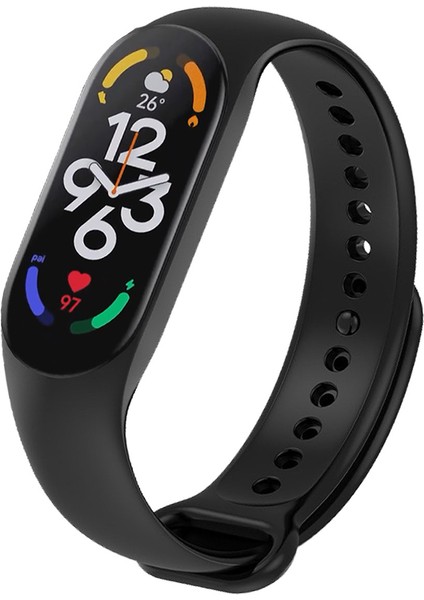 Xiaomi Mi Band 7 ile Uyumlu Silikon Kordon Siyah