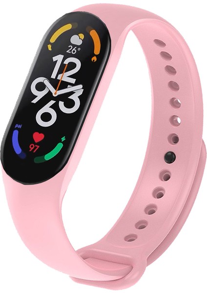 Xiaomi Mi Band 7 ile Uyumlu Silikon Kordon Gül Pembe