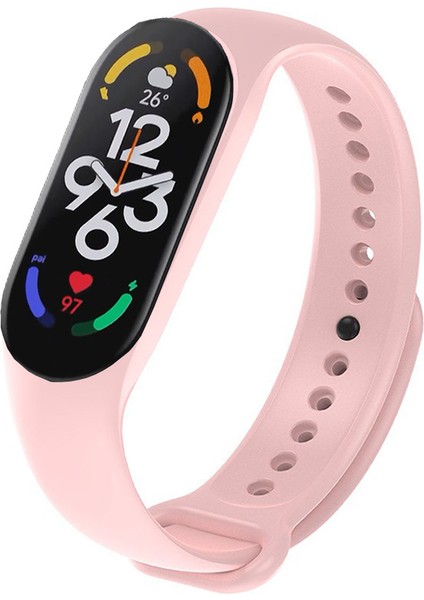 Xiaomi Mi Band 7 ile Uyumlu Silikon Kordon Açık Pembe