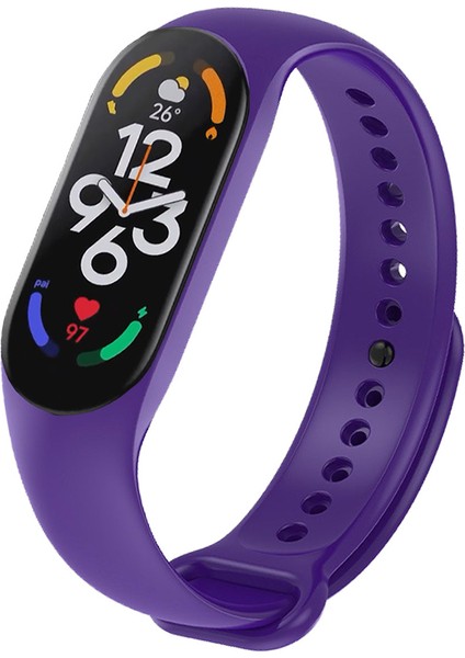 Xiaomi Mi Band 7 ile Uyumlu Silikon Kordon Gökyüzü Mor