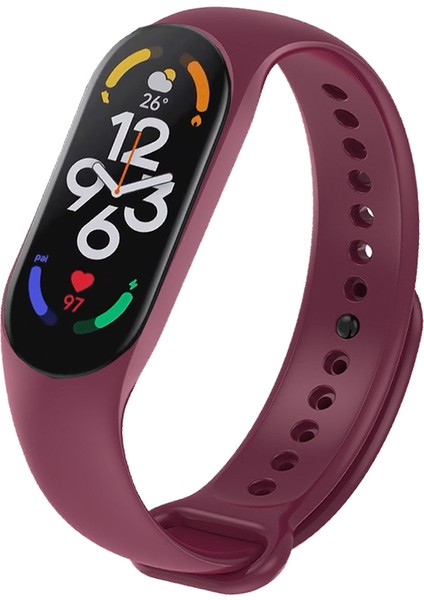 Xiaomi Mi Band 7 ile Uyumlu Silikon Kordon Bordo
