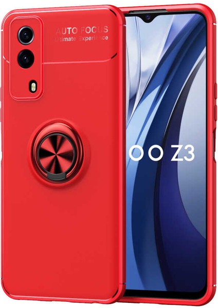 Vivo Y53S 4g Kılıf Ultra Korumalı Yüzüklü Manyetik Ravel Silikon + Cam Ekran Koruyucu