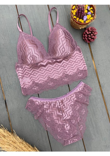 Kadın Lila Dolgulu Bralet Takım