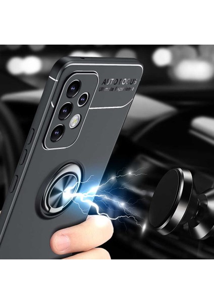 Samsung Galaxy A53 5g Kılıf Ultra Korumalı Yüzüklü Manyetik Ravel Silikon + Tam Kaplayan 5d Ekran Koruyucu
