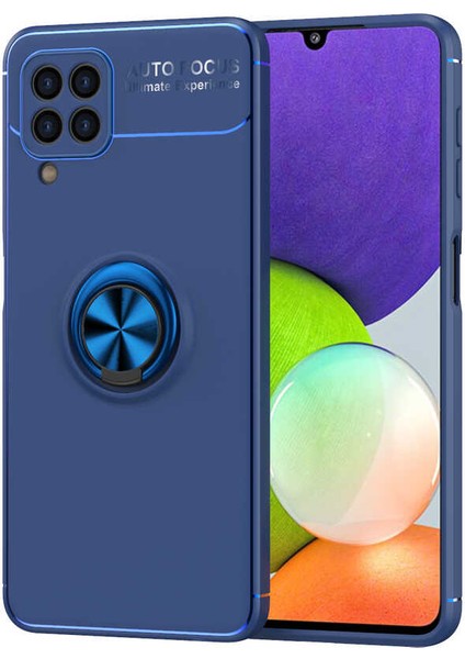 Samsung Galaxy A22 4g Kılıf Ultra Korumalı Yüzüklü Manyetik Ravel Silikon + Tam Kaplayan 5d Ekran Koruyucu