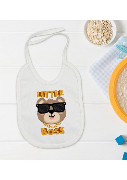 Kids Little Boss Tasarımlı Bebek Mama Önlüğü - Model 3