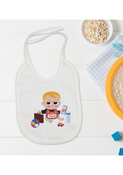 Kids Little Boss Tasarımlı Bebek Mama Önlüğü - Model 1