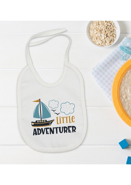Kids Little Advanturer Tasarımlı Bebek Mama Önlüğü - Model 1