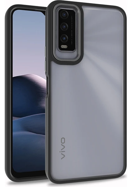 Vivo Y20S Renkli Kenarlı Parlak Flora Kılıf