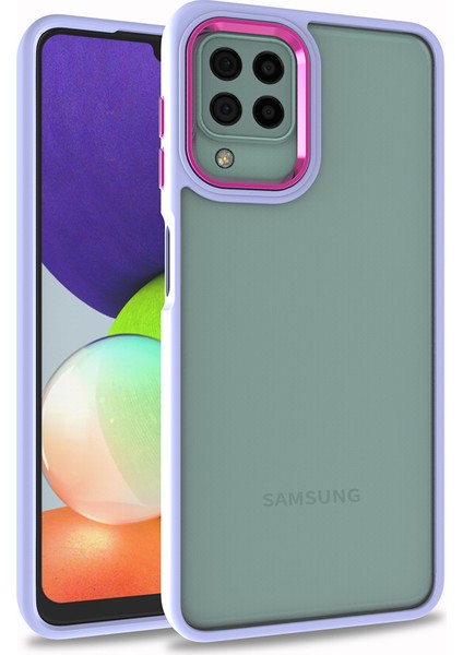 Samsung Galaxy M32 Renkli Kenarlı Parlak Flora Kılıf